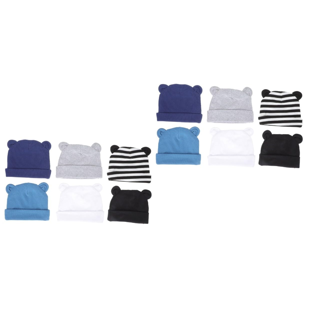 Healvian 2 Sätze Mütze Teiliges Mit Süßem Design Für Neugeborene Unisex Atmungsaktiv Elastisch Für Jungen Gestreift 6 Stück * 2