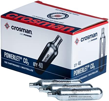 Crosman 12-Gram CO2 Powerlet Cartridges For Use With Air Rifles And Air Pistols, Pack of 40