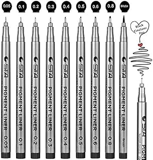 Fineliner Pens, Gelanty Pigment Pens Black Micro Liner Drawing Pens for Bullet Journal Sketching Drawing Drafting Office Documents Comic Manga Scrapbooking and School Using