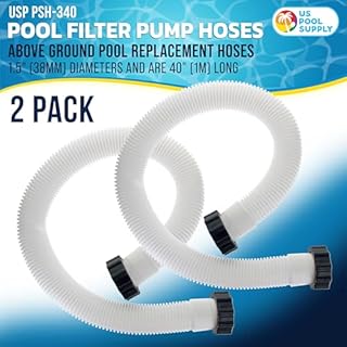 U.S. Pool Supply Above Ground Pool Hose Replacement 1.5" Diameter x 40" Long, Pack of 2 - Compatible with Intex Pool Filter Pump Hoses, Sand Filters, Saltwater Systems with 1,500 to 2,500 GPH