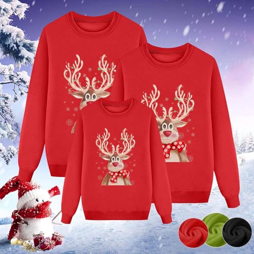Ugly Christmas Sweater Family Set Long Sleeve Elk Deer Print Sweater Tops Graphic O-Neck Holiday Pullover for Adult3