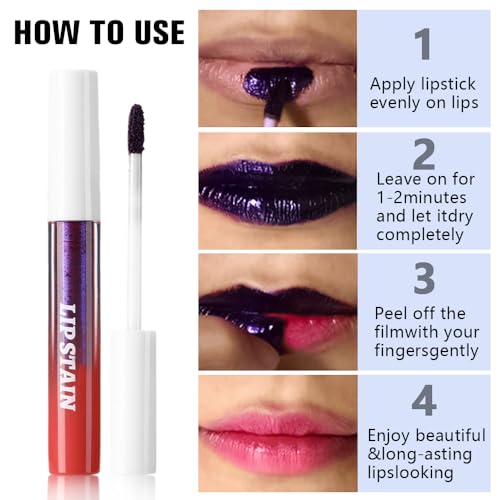Image of evpct 3Pcs Peel Off Lip Stain Tints, Maroon Mauve Nude Brown Matte Liquid Lipstick Lip Stain Long Lasting Waterproof for Women, Non-stick Cup Lipstick Peel Off Highly Pigmented Smudge-proof Liptint