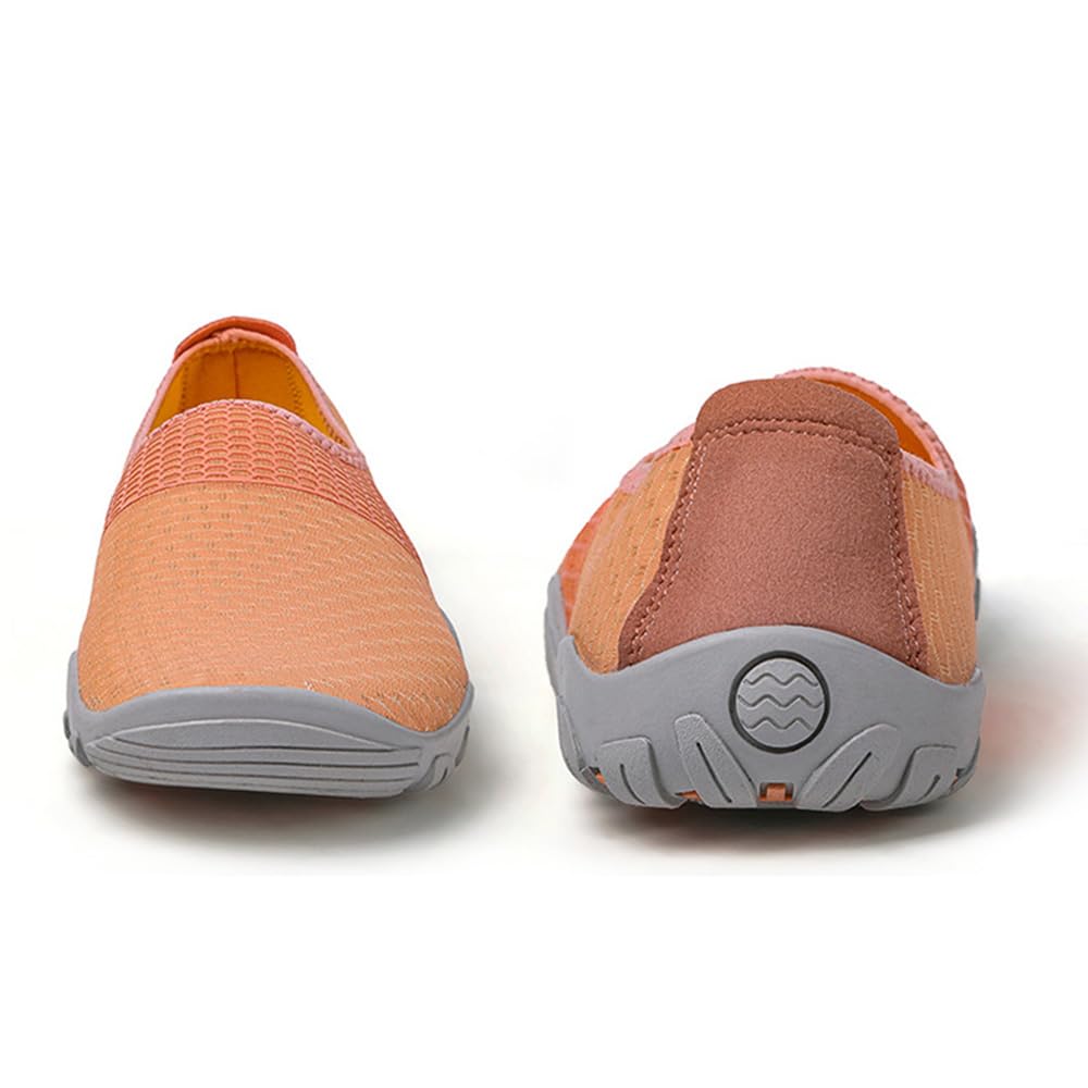 Rojeam Barefoot Water Shoes for Men Women Quick Drying Sports Aqua Socks for Beach Surf Diving Swim (Orange, Size 7.5)