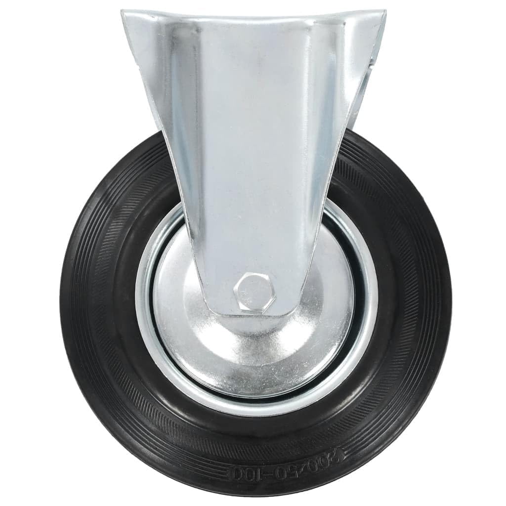 8 Stück Bockrollen 200 mm Gummi mit Zinkbeschichtung für Werkstatt, Lager, Industrie, Transportwagen und Schwerlastanwendungen, geräuschlos, robust, 180 kg Traglast pro Rolle