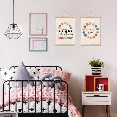 Image of DOI-LANEE 2pcs Safe Space Mental Health Posters, Therapy Affirmations Inspirational Poser Banner for Office, Motivational Canvas Wall Art For Counseling Office, Positive Wall Decor 16X12 Inch