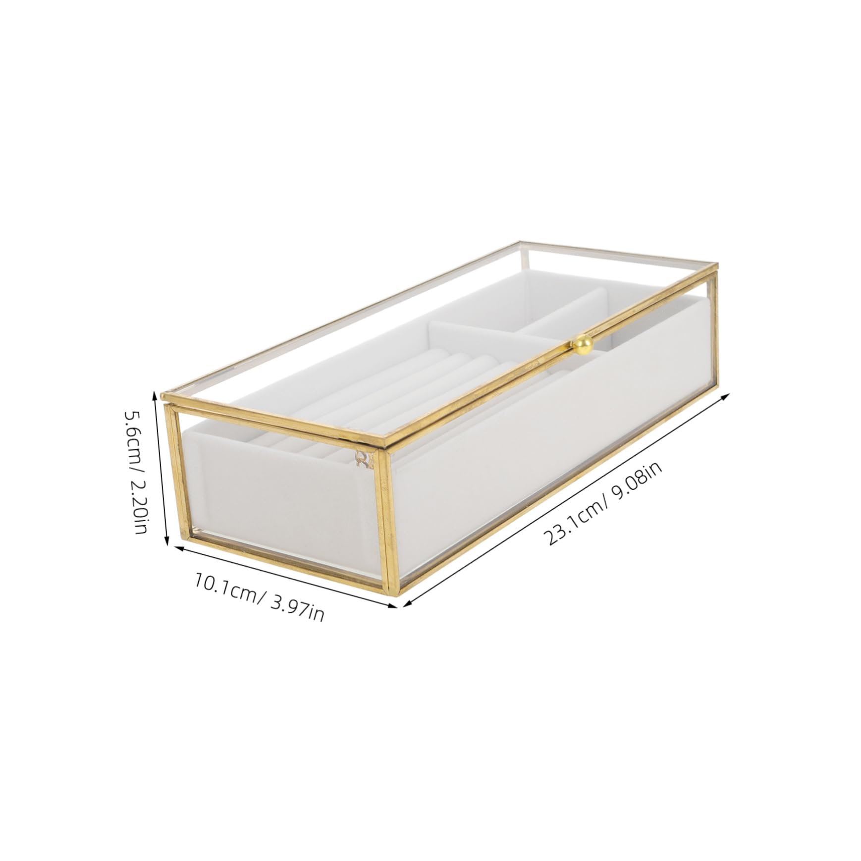 FRCOLOR Schmuckorganizer aus Glas mit Deckel Ohrring-aufbewahrungsbox Ringbox und Halsketten-schmuckschatulle für Damen Ästhetische Schmuckschatulle mit Fächern für Effiziente