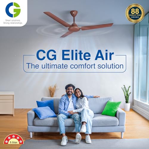 Image of CG Elite Air |BLDC Fan | 5 Star ceiling Fan | Energy efficient | Electricity bill saving upto 60% | 2+3 Year product warranty | 1200mm | Double ball bearing | 3 Blade Ceiling Fan (Matt Brown)