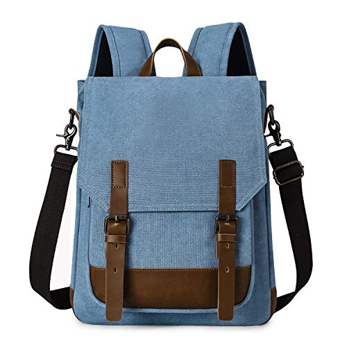 Preisvergleich Produktbild TAK 2 in 1 Rucksack Handtasche Schulrucksack Umhängetasche Schultertaschen Laptop Rucksack Tagesrucksack Damen Herren Teenager Robuster Canvas mit Laptopfach für Uni Büro & Alltag, 15 Zoll, Retro