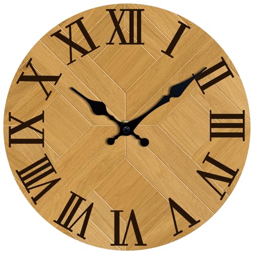TGHHPC Wall Clock Roman Numerals Wall Clock Battery Operated Silent Non-Ticking Vintage Wall Clock Decorative for Living Room Kitchen Home Office 8 Inch (Brown Black)
