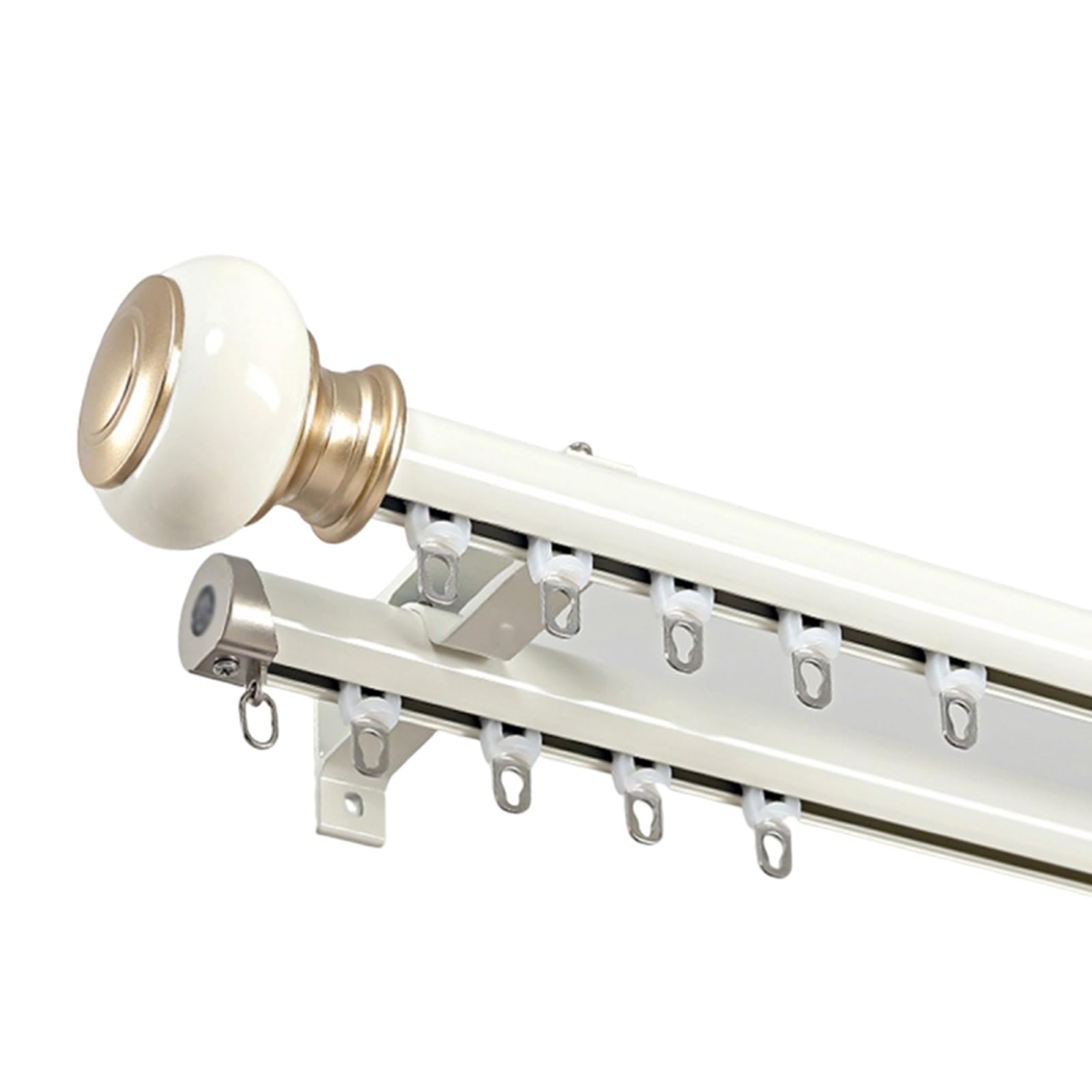 GTHTUHFD Light Luxury Curtain Track System Wall-Mounted Room Divider Rod With Silent Pulleys & Invisible End Caps Stylish Gold Design - 15.7Ft,White-2-400cm/13.1ft(4 * 100cm)