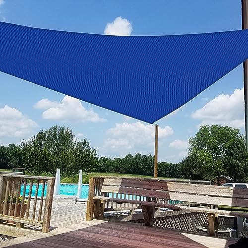 WINDSCREEN4LESS 20' x 20' x 20' Sun Shade Sail UV Block Fabric Canopy in Blue Triangle for Patio Garden Patio Customized by Windscreen4less - Used condition - US$31.35