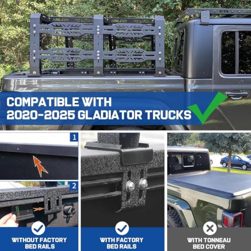Image of 22 inch Truck Bed Rack with Off-Road Travel Kit for Jeep Gladiator Truck