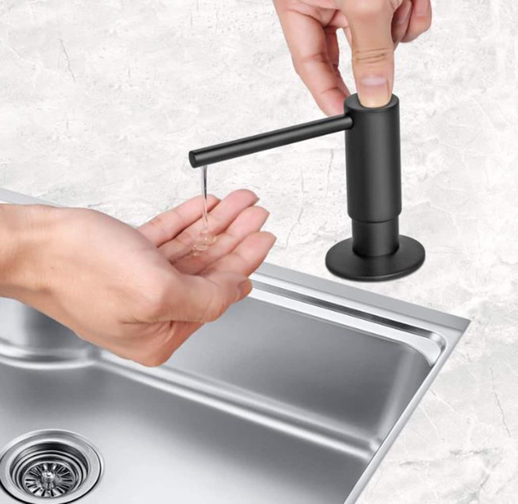 Maizoon Soap Dispenser Tipo di pressa di rame per lavello da cucina uso multifunzionale durevole Facile da pulire Grande capacità con rotazione di 360 gradi Testa della pompa 500ML Nero
