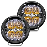 Rigid Industries - 360 Series 4' LED Off Road Drive Beam Lights, LED Off Road Lights, Amber Backlight, Durable Off Roading Lights, 50,000 Hour Lifespan, Easy to Install (Amber, Pair Lights, 36118)