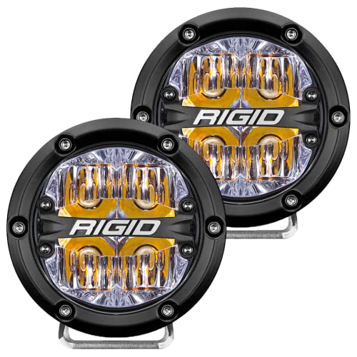 Rigid Industries - 360 Series 4 Inch LED Off Road Drive Beam Lights, LED Off Road Lights, Durable Off Roading Lights, 50,000 Hour Lifespan, Easy to Install, Made in USA (Amber, Pair Lights, 36118)
