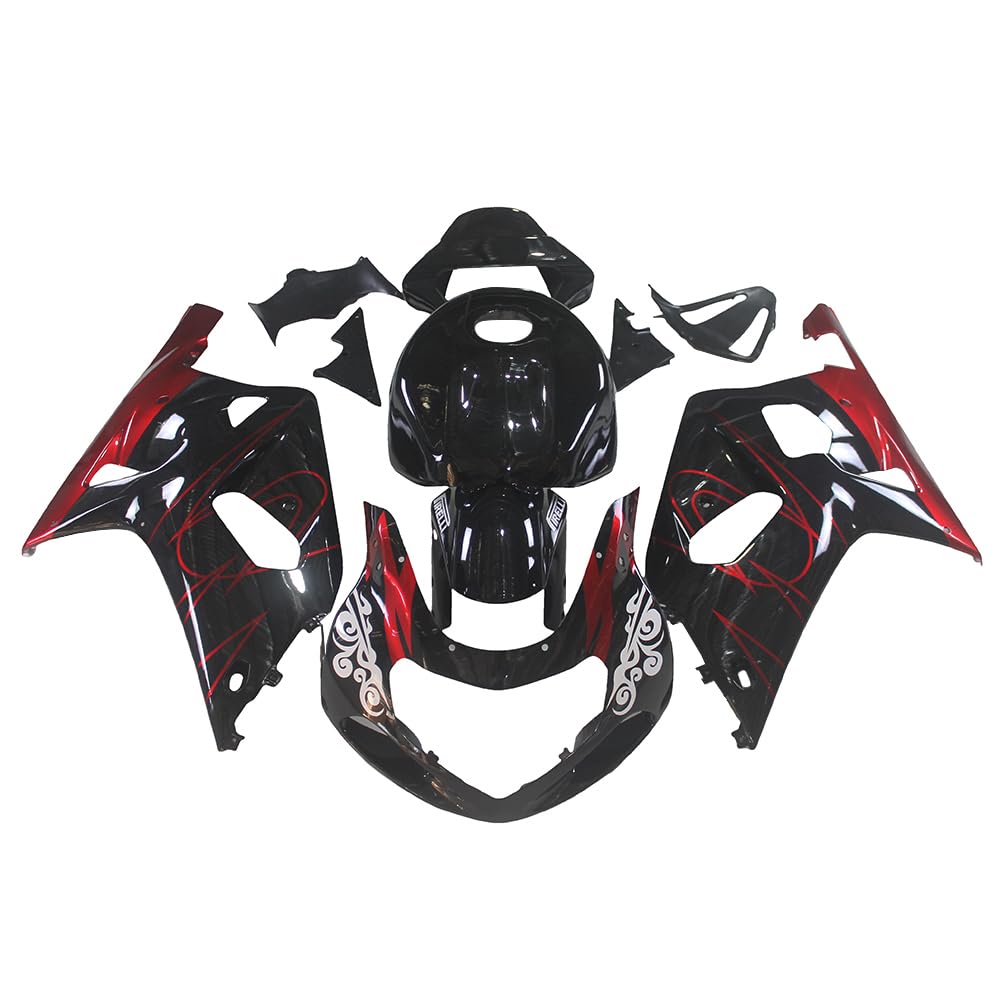 MZYPARTS Injection Red Black Fairing Kit Fit for 2000-2003 Suzuki GSXR600 GSXR750 2001 2002 2003 GSX-R600 GSX-R750 K1 01 02 03 ABS Plastic Bodywork