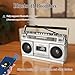 Retro Classic 80s Style Portable Boombox with Cassette Player Recorder, AM/FM/SW1/SW2 Radio, Bluetooth, USB/Micro SD Slots, Headphone Jack, 24W Dual Full-Range High Bass Speakers
