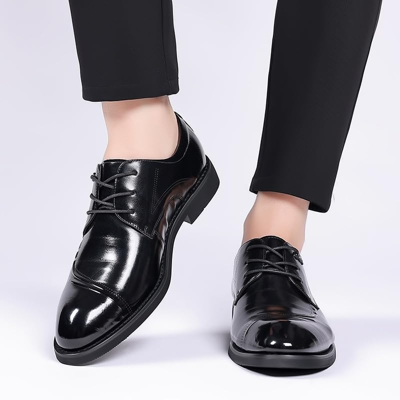 Oxford Dress Shoes for Men Leather Office Heel Non Slip Anti-Slip Low Top Rubber Sole Shoe Evening Fashion Lace Up Breathable3