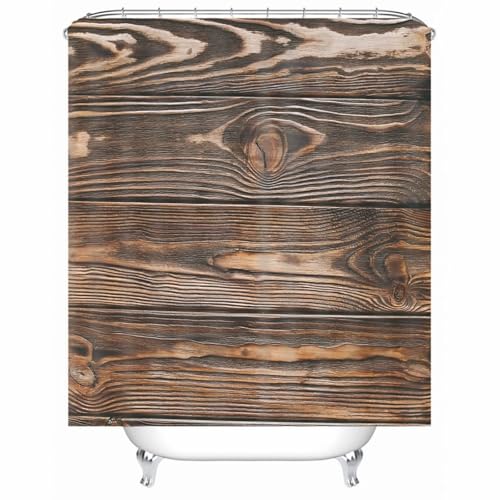 Rideau de douche marron en polyester imperméable de qualité supérieure avec œillets et anneaux - 2