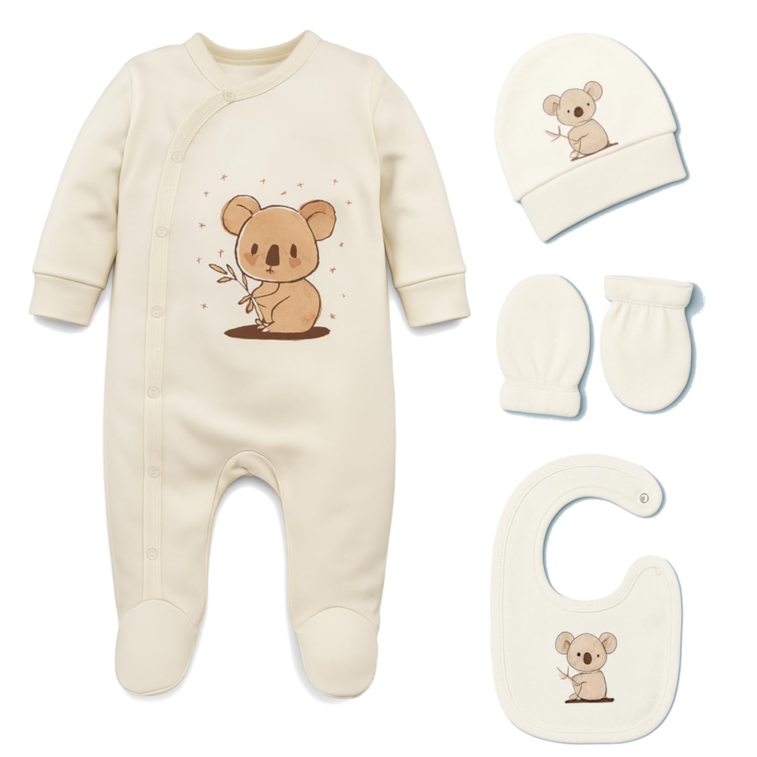 Ensemble cadeau bébé 8 pièces 100% coton naturel nouveau-né 0-4 mois unisexe