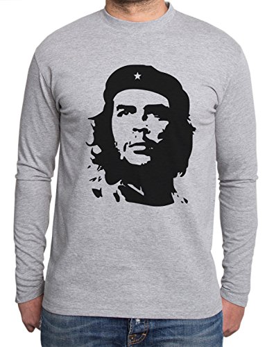 Che Guevara Cuba Libre manga larga para hombre Comandante revolución, Grau, X-Large