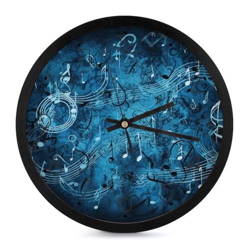 Grande horloge murale numérique décorative à piles avec notes bleues - 2