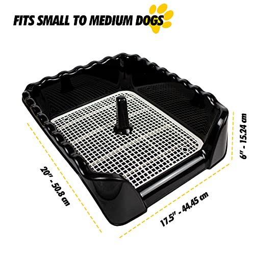 Image of Lutema Indoor /Outdoor Training Dog Potty Tray for Small and Medium Puppies Litter Boxes in (Black)