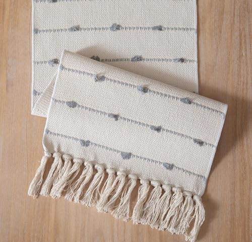 Image of Premium Boho Cotton Table Runner for 4 6 Seater Dining Table |Center Table |Coffee Table|Dining Table|Eating Area|Table Decor(14*72 INCHES)| Grey DH|SZPR 036