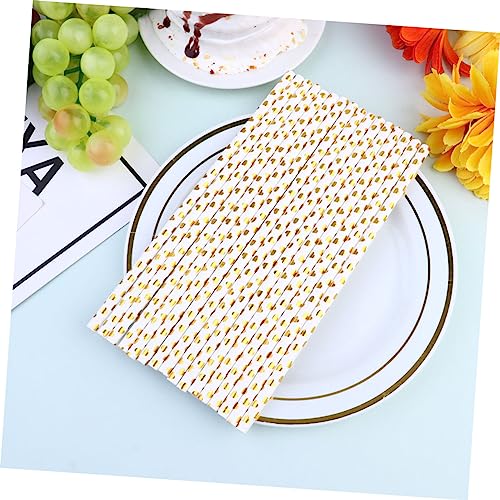 100 pitillos de papel con corazones dorados miniatura 5