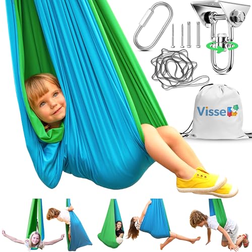 Sensory Swing for Kids Indoor - Calming Cocoon Therapy Swing 360° Hardware - Holds 300lbs - Indoor Outdoor Sensory Hammock - Autism ADHD SPD Trusted Sensory Support
