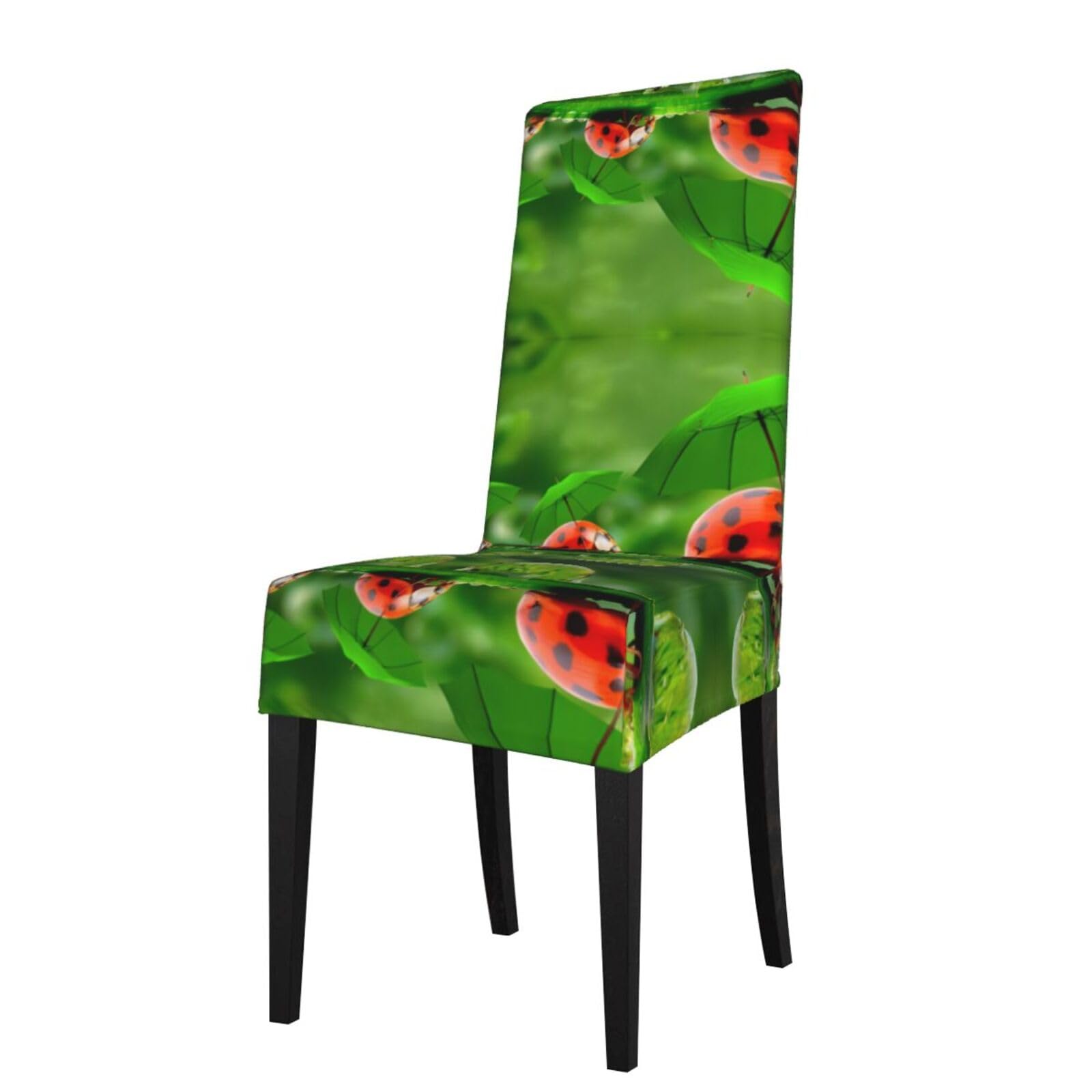 HLSBSSL Funny Ladybug Printed dining chair covers, wrinkle-resistant and iron-free, suitable for hotels, banquets, and conferences