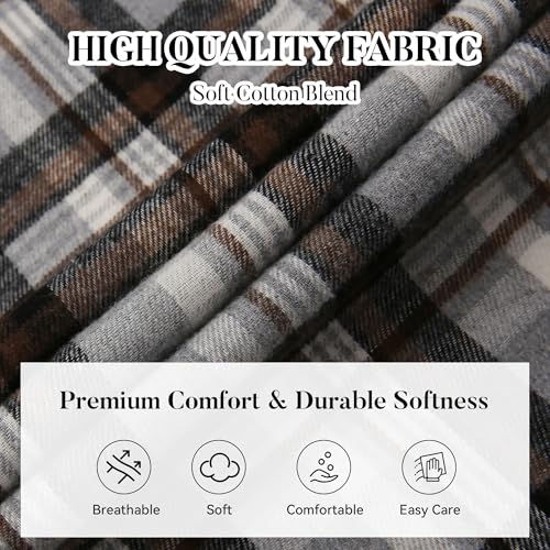 Image of WARHORSEE Flannel Shirt for Men Long Sleeve Button Down Plaid Shirts