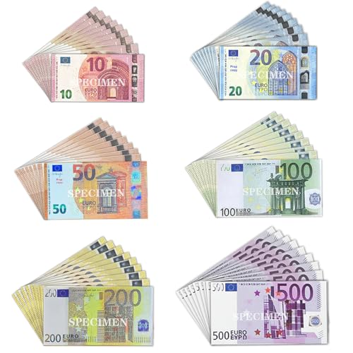 AUNGCSHE Lot de 120 Billets, 10/20/50/100/200/500 Billets, pour Apprendre, Jouer à des Rôles et Profiter du Jeu