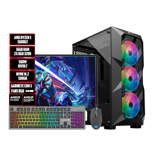 PC GAMER COMPLETO AMD RYZEN 5600GT/16GB RAM/NVME 500GB/MONITOR 19,5 100HZ/TECLADO E MOUSE RGB
