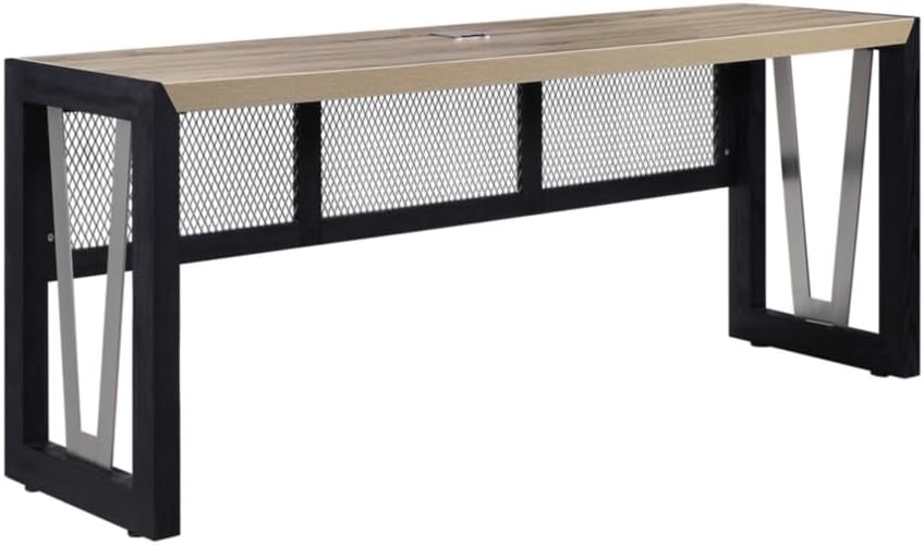 nbf signature series District Credenza - 72" W Sunlight Ash Laminate Top/Black Base - Modern Industrial Office Credenza with Solid Wood Design for Elegant Workspace Storage