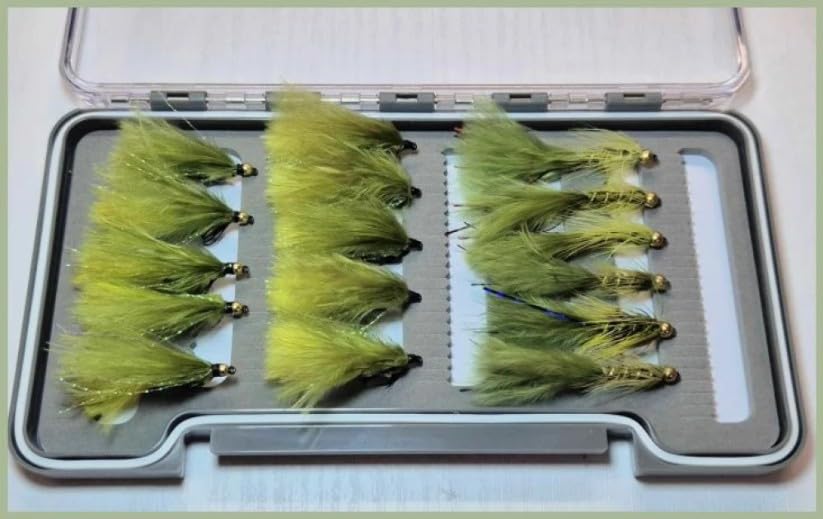 16 Barbless Dawsons and Olive Flash Damsels, Boxed Set, Size 10, Fly Fishing