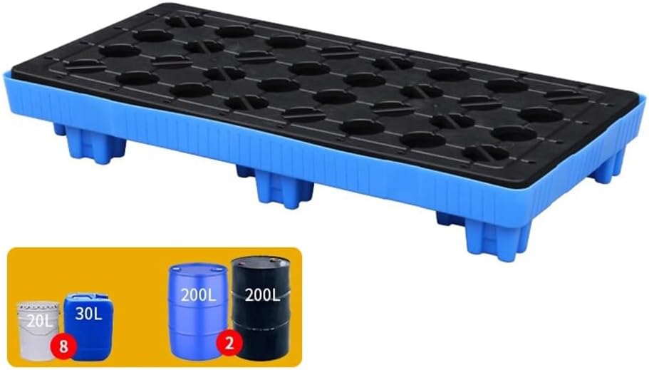 Modular Spill Containment Platforms with Grating, Anti Slip Leakproof Pallets Plastic Spill Containment Tray(122 * 62 * 17cm)(122 * 62 * 17cm)