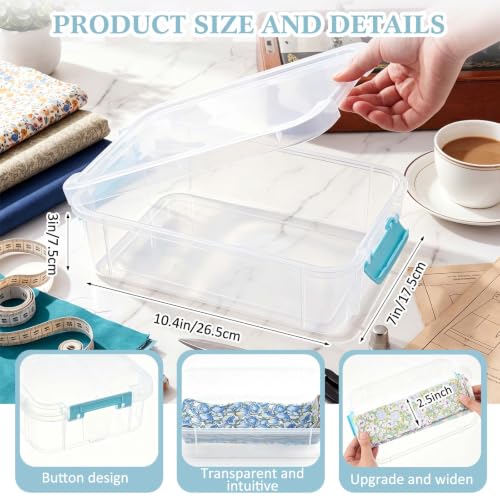 Image of Tioncy 4 Pcs 10 x 7 x 3 in Fabric Strip Case Jelly Cotton Fabric Patchwork Roll Storage Case Bulletin Board Border Bolt Storage Sewing Cloth Box for Cloth Strips Art Craft Organizer (Turquoise)