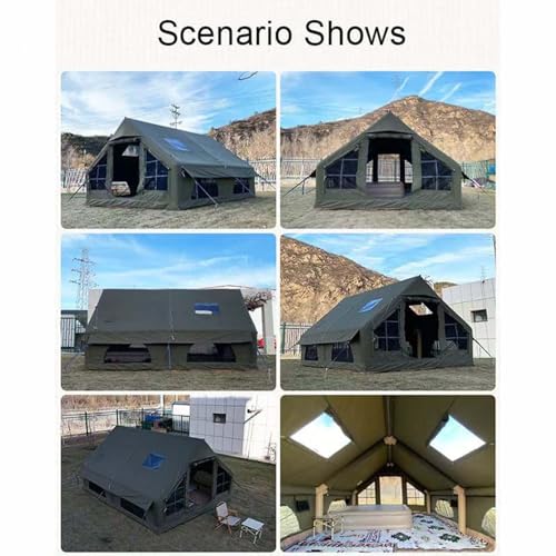 13' x 10' Inflatable Tents for Camping 8-10 Person, 4 Season Blow Up Tents with Waterproof pad, Easy Set-Up Glamping Inflatable Hot Tent with Stove Jack for Camping Outdoors