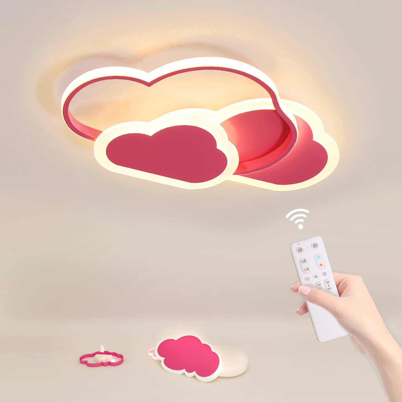 ZEKEI Kinderzimmer lampe decke, Wolkenlampe 42cm mit Fernbedienung, LED Deckenleuchte Kinderzimmer dimmbar 3000-6000K, Wolkenlampe kinderlampe Deckenlampe für Kinderzimmer | Schlafzimmer