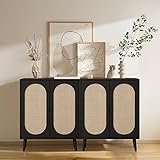 ORRD Accent Sideboard Buffet Cabinet, High Kitchen Storage Cabinet with Rattan Doors and Adjustable
