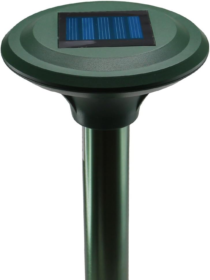 FISHTEC Repelente de Topos Solar - Ahuyentador de Topos con Sonido y Vibración - Anti topos, topillos y plagas - Impermeable