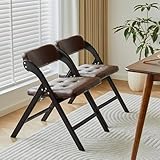 Leesinwing Wooden Folding Chairs Set of 2, Modern Folding Chairs with Padded Seats, Folding Dining Chairs, Padded Folding Chair for Party Chairs, Weddings, BlackBrown