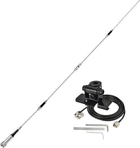 Bingfu Antena de radio de jamón móvil de 62 pulgadas de alta ganancia VHF UHF Banda dual 144 430MHz Montaje en labio Antenas antioxidantes PL259