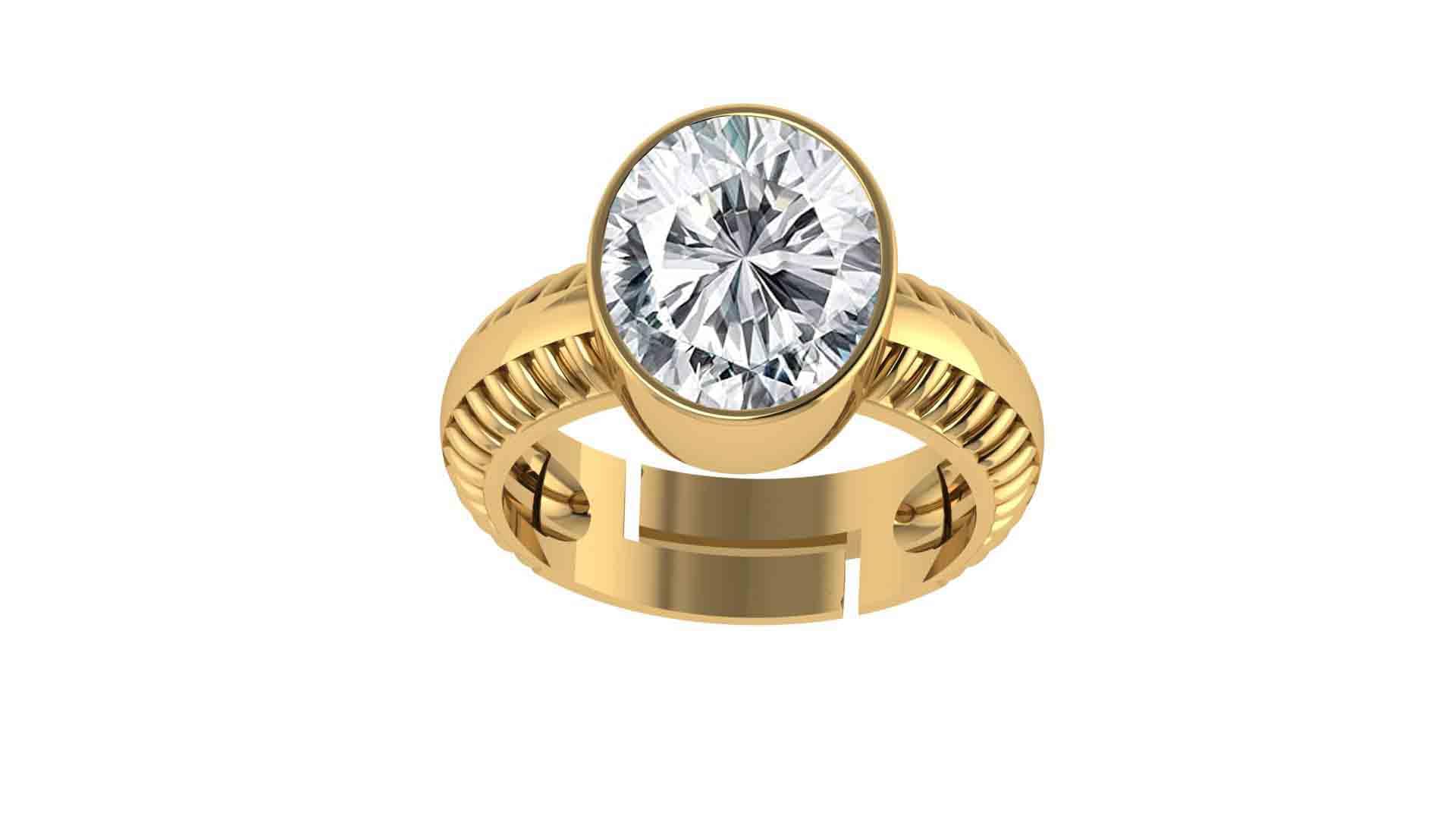 5.55 Carat Gold Plated Natural American Diamond White Zircon Stone Adjustable Astrological Purpose Ring for Men and Women-image-27