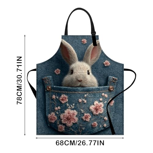 Image of Nuxovilar Polyester Cute Kitchen Apron with Pockets 26.7x30.7 Inches for Home Kitchen Baking Cooking Catering