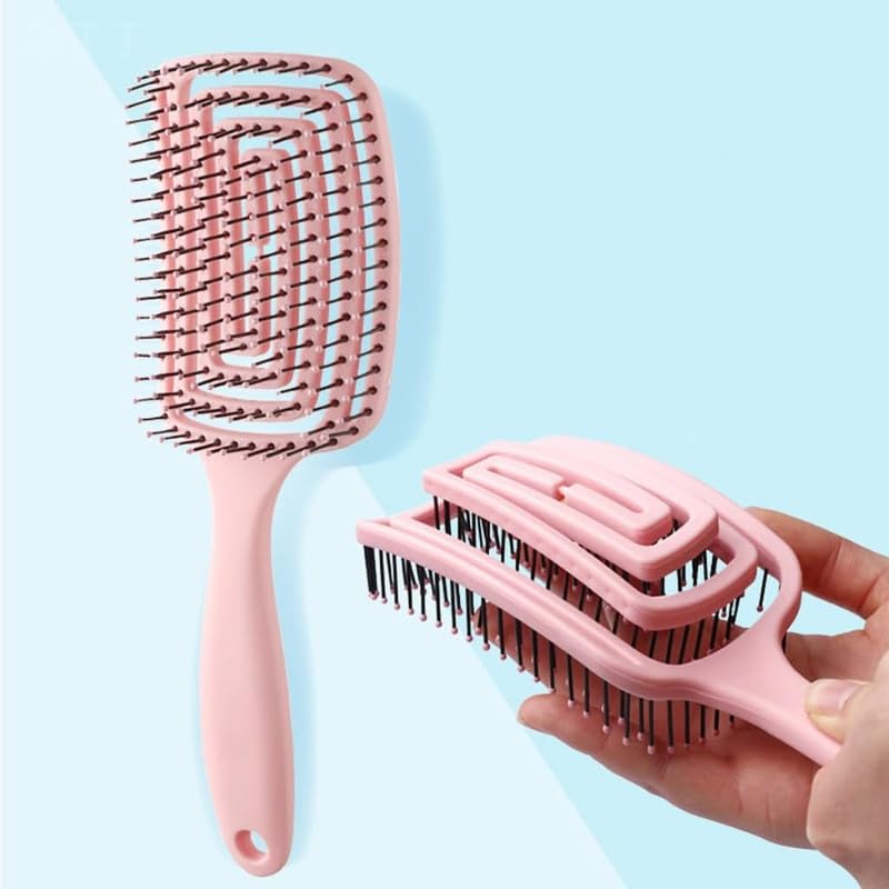 Image of Combelle Vent Hair Brush for Women & Men | Fast Blow Dry Detangling Paddle Brush | Scalp Massage Hairbrush with Flexible Cushion Base | Heat Resistant Styling Brush for Wet & Dry Hair | Pink