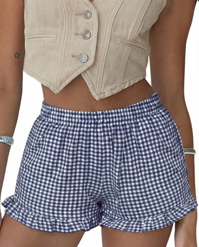 Aoulaydo Boxer Shorts for Women Pajama Gingham Shorts...
