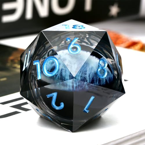Liquid Core D20 Spindown Dice,DNDND Large 33mm Single 20 Sided Dice Set with Gorgeous Gift Box for Dungeons and Dragons (Blue)