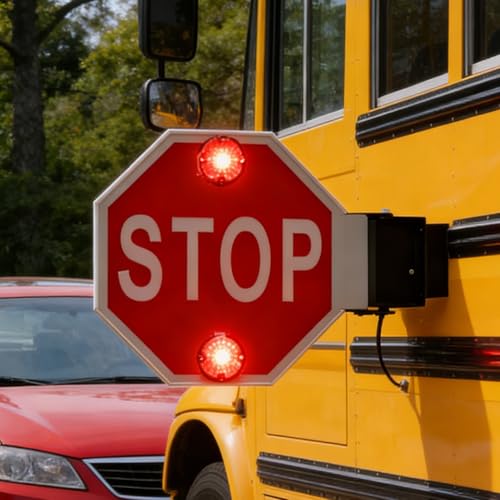 Señal de autobús escolar para protección en rutas escolares con luz reflectante de doble cara
